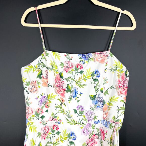 Alice &‎ Olivia Trixie Mini Dress Ivory Floral Sleeveless Sz 12 - Picture 5 of 11